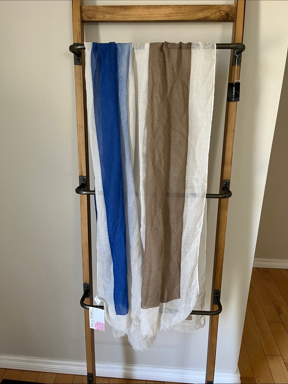 Lightweight Blue, White & Brown Women's Scarf Wrap